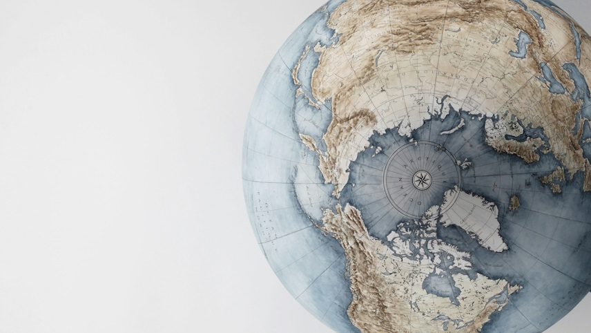 Image of a globe showing the Arctic region