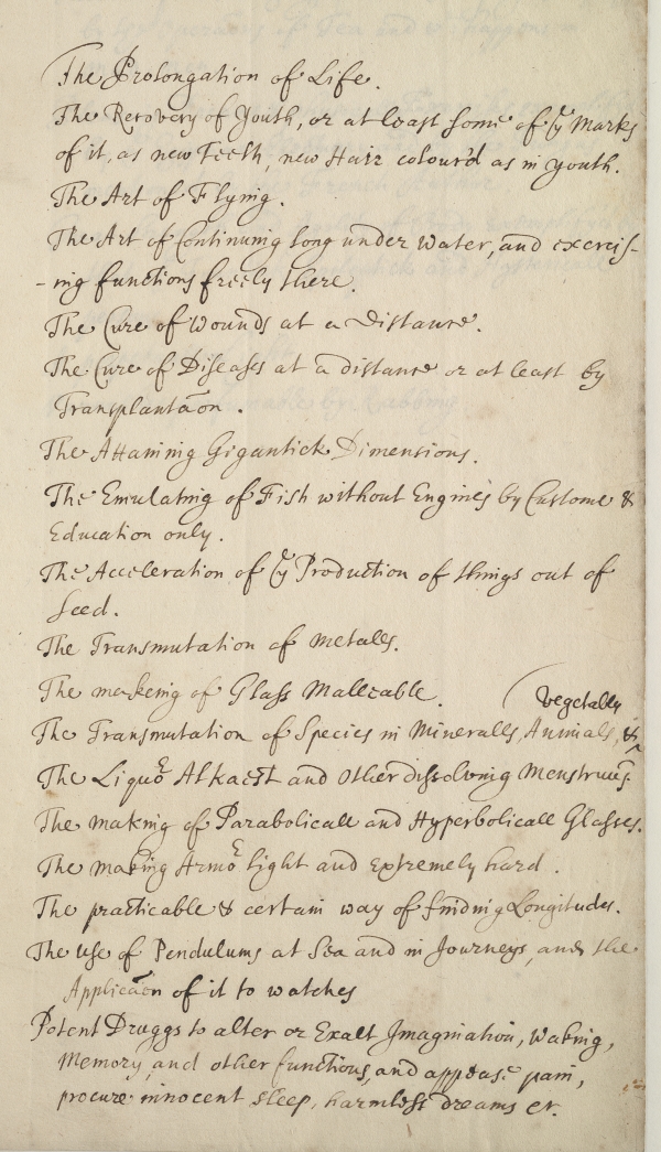 Page 1 of Robert Boyle's to-do list