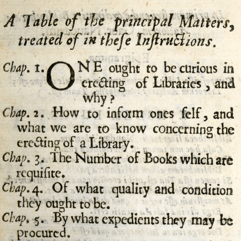 Naude's "Instructions concerning a library"