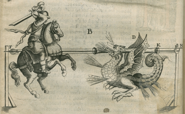 St George and the dragon, from John Babington’s ‘Pyrotechnia’ (1635)