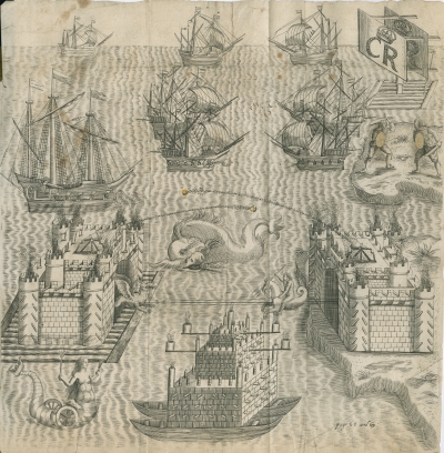 Firework display from John Babington’s ‘Pyrotechnia’ (1635)