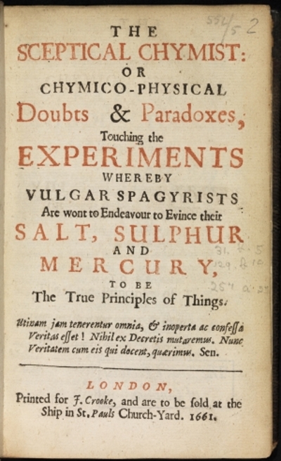 Title page of 'The Sceptical Chymist' by Robert Boyle