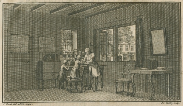 Abraham Trembley in his laboratory with pupils