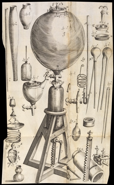 Robert Boyle’s air pump, from his ‘New experiments physico-mechanicall’ (1660)