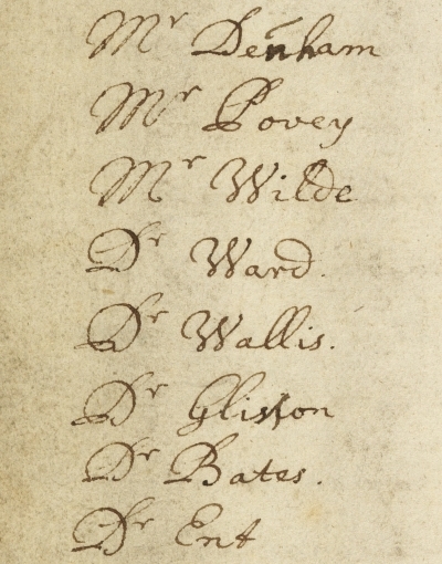 Detail from the minutes of the Royal Society's first meeting, 28 November 1660