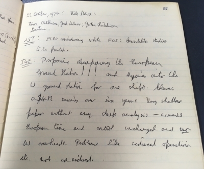 Notes from Sir Robert Wilson's International Ultraviolet Explorer notebook