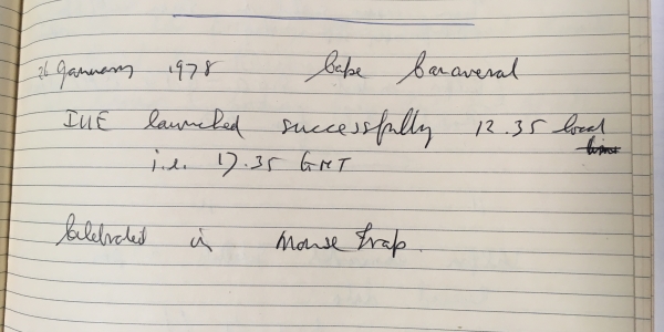 Notes from Sir Robert Wilson's International Ultraviolet Explorer notebook