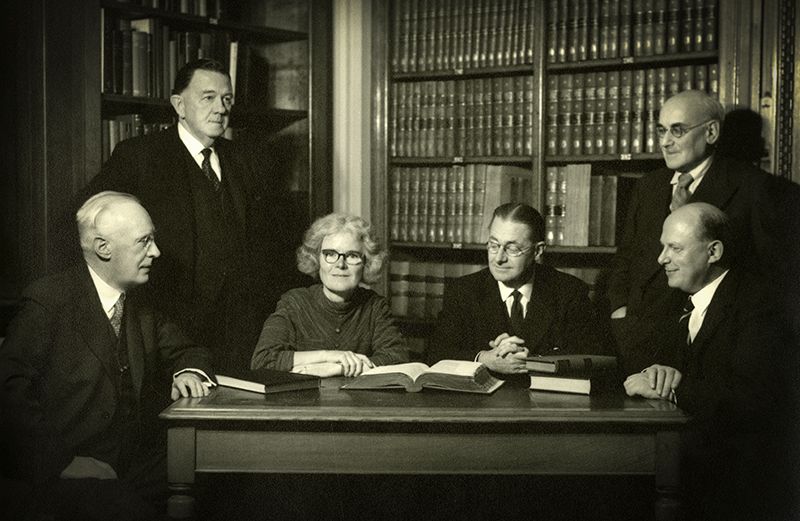 Crystallographer Kathleen Lonsdale (third from left) at the Royal Society in 1957