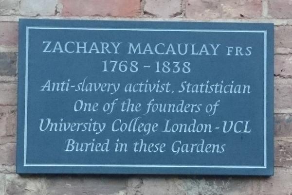 Memorial to Zachary Macaulay FRS in St George’s Gardens, London