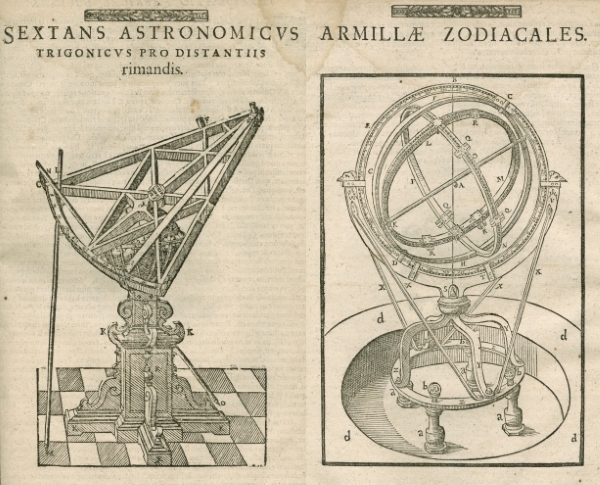 Sextant and zodiacal armillary sphere by Tycho Brahe