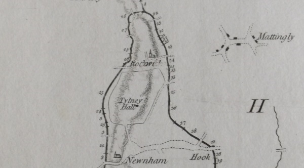 The intended loop of the Basingstoke Canal around Tylney Hall, from John Smeaton’s plan