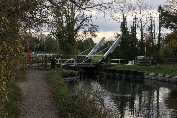 The North Warnborough Lift Bridge on the Basingstoke Canal