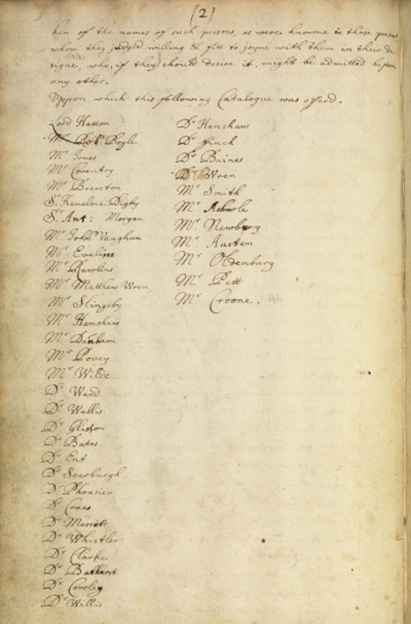 Excerpt from the minutes of the first meeting of the Royal Society, 28 November 1660