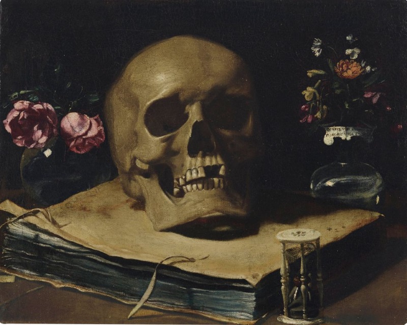 Vanitas still life by Giovanni Francesco Barbieri