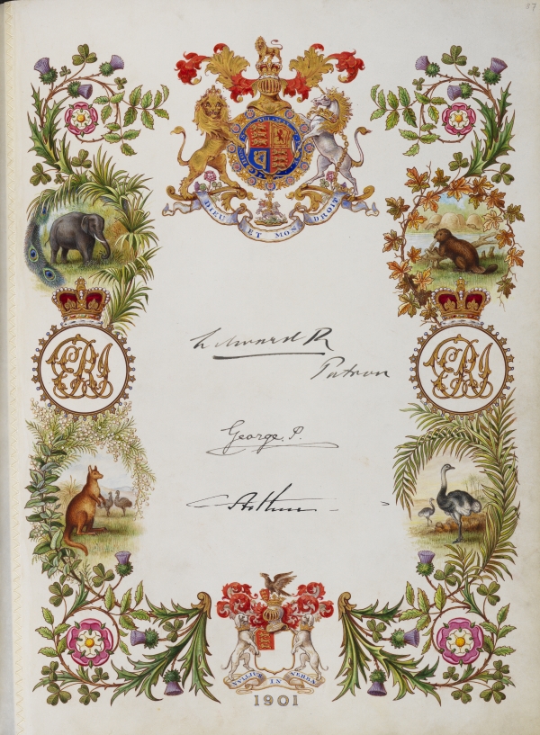 Folio 87 of the Royal Society Charter Book – the Edward VII page