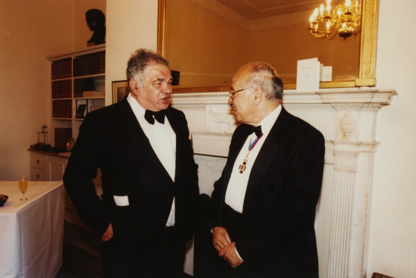 Eduardo Paolozzi with Sir Michael Atiyah PRS at the Royal Society, 1995