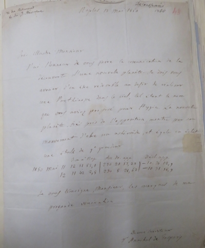 Letter to J. Herschel