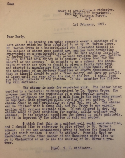 Letter from T H Middleton