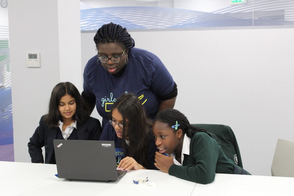 Students involved in Girls Who Code.