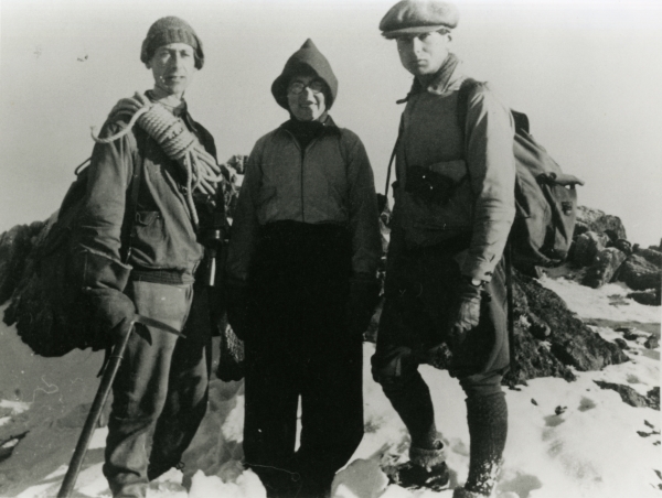 Elsie Widdowson (centre) hiking in the Lake District in January 1940