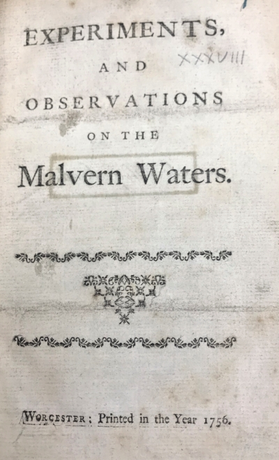 John Wall’s 1756 book on the Malvern waters