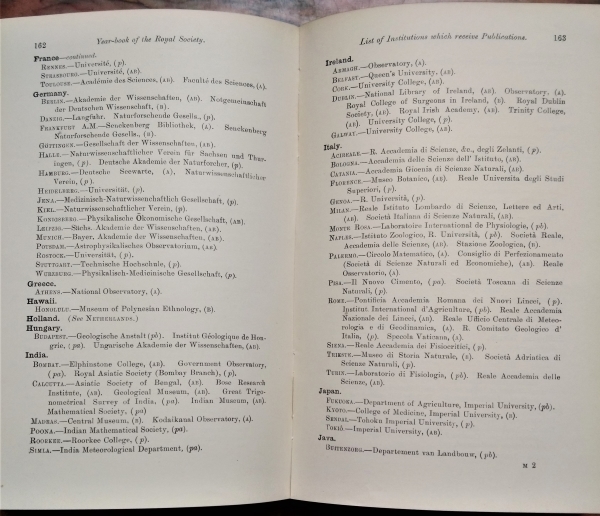 Royal Society Yearbook pages, 1930