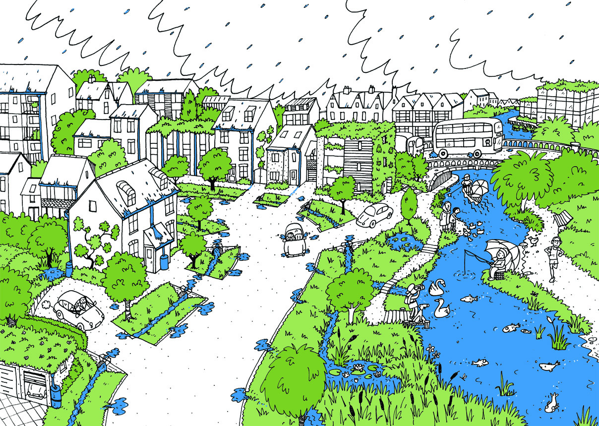 Figure 1: A grey street using conventional drainage systems (Credit: Thames 21)