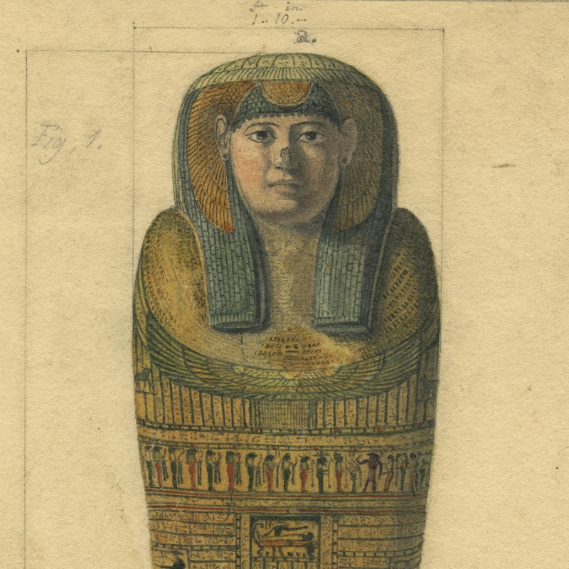 The coffin lid of Augustus Bozzi Granville's Egyptian mummy