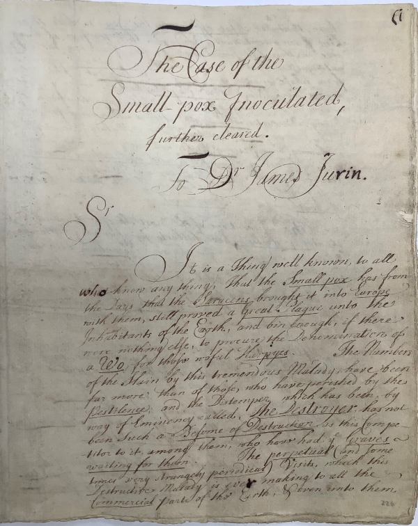 Letter from Cotton Mather to James Jurin, 1723
