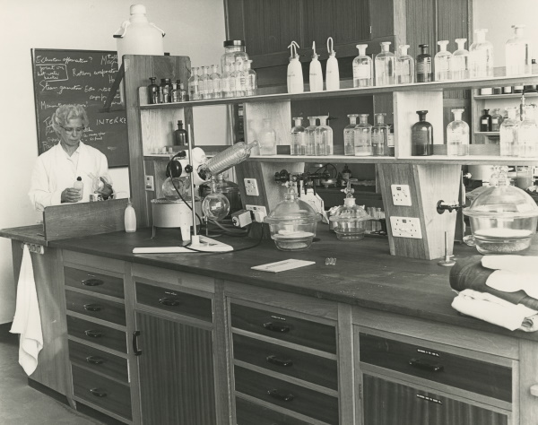 Rita Cornforth in her laboratory, ca.1960s