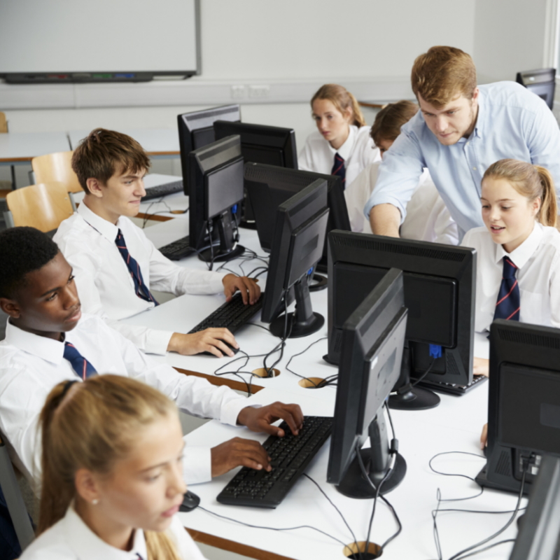 Students in an information technology class