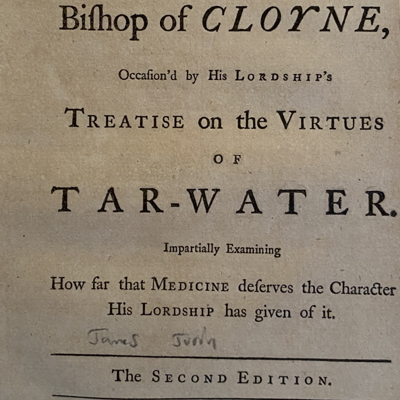 Title page of James Jurin's 'Letter to the Bishop of Cloyne', 1744 (detail)