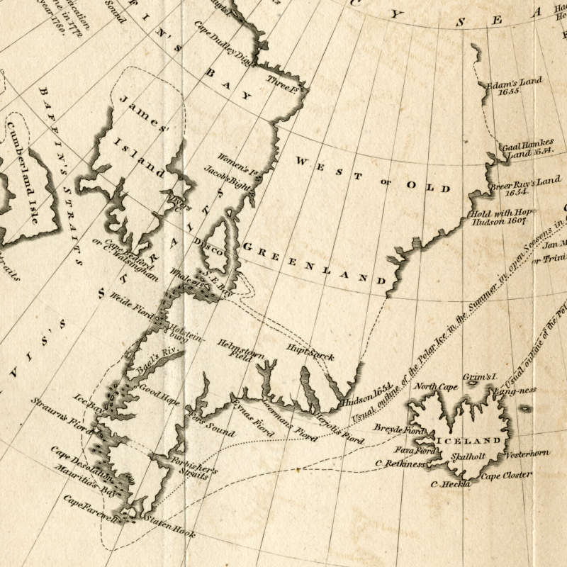 Map of Greenland, after William Scoresby FRS, 1818 (detail)
