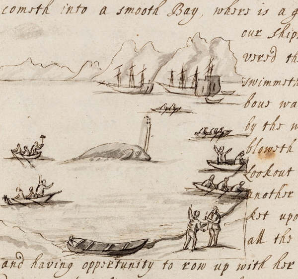 Whale fishing in Greenland, 1663