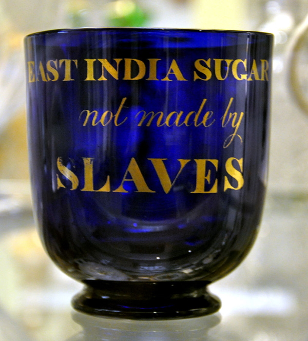 Blue glass sugar bowl ca.1820-1830 (Wikimedia Commons)