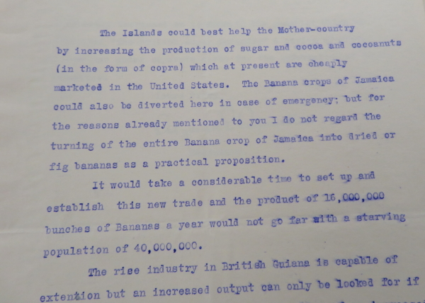 Letter from Algernon Aspinall of the West India Committee, 1917