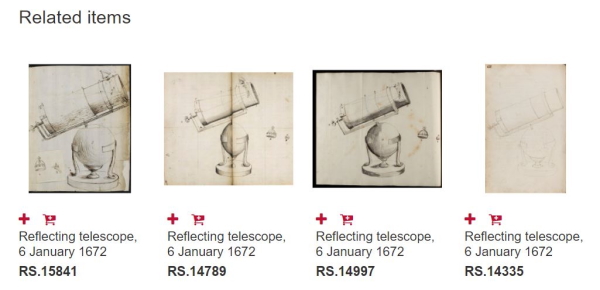 View of related items for RS.18673 (Newton's telescope)
