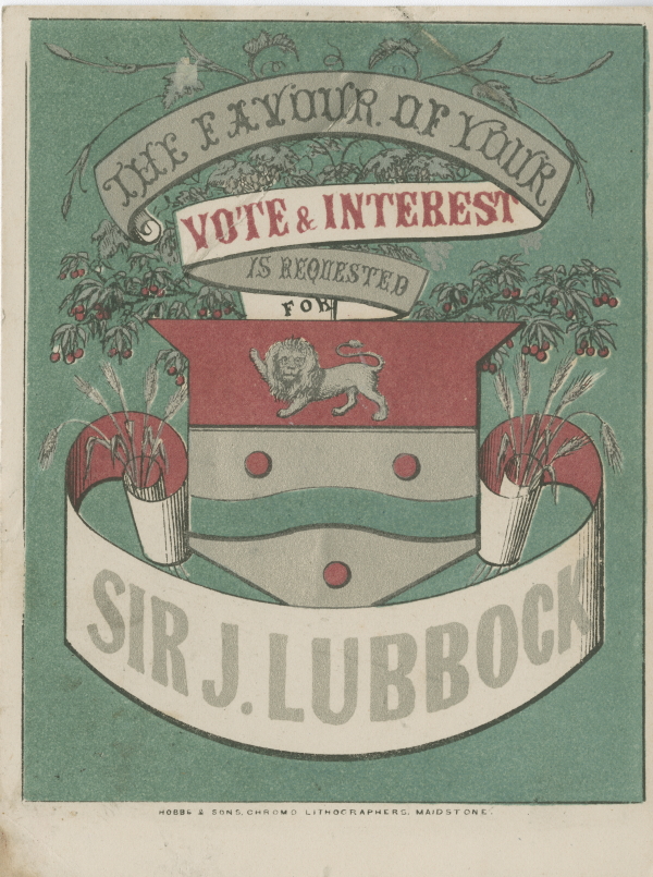 Political flyer in support of John Lubbock, late nineteenth century
