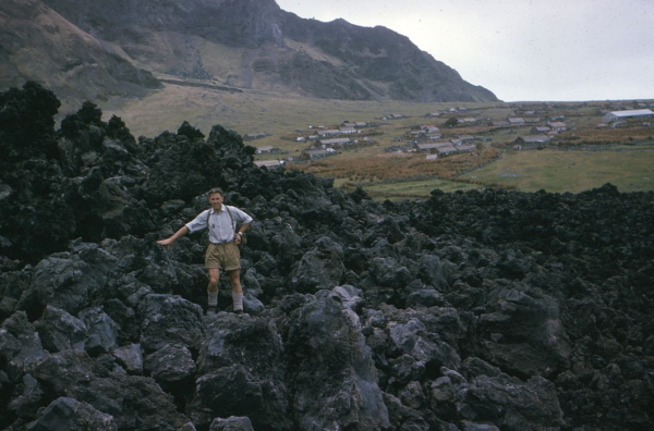 Tristan da Cunha: the lava field, with the settlement in the background