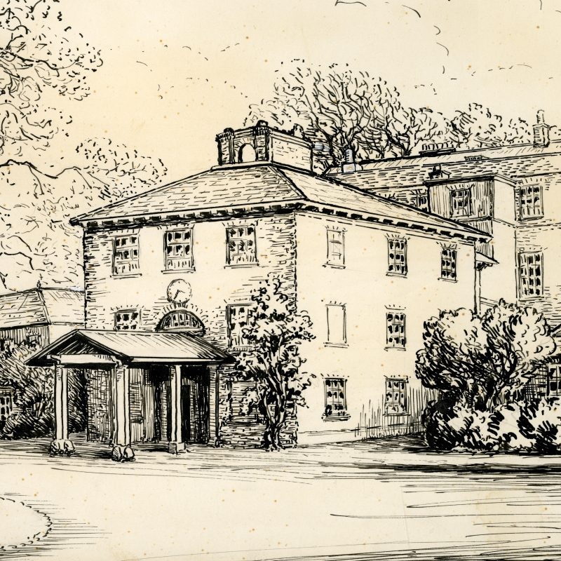 Landscape view of the north side of Bushy House, by Lady Kathleen Stannus Robertson