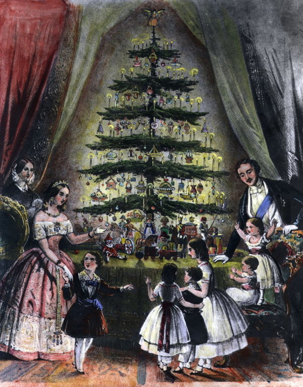 Queen Victoria, Prince Albert and a Christmas tree, 1848 (via Wikimedia Commons)