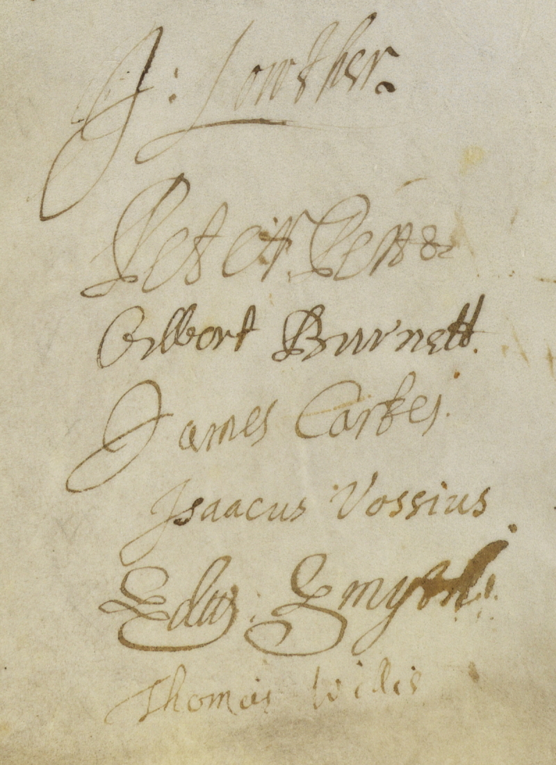 Thomas Willis’s signature in the Charter Book of the Royal Society
