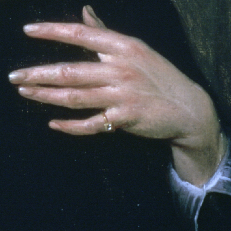 Left hand of Henry Oldenburg FRS, with diamond ring