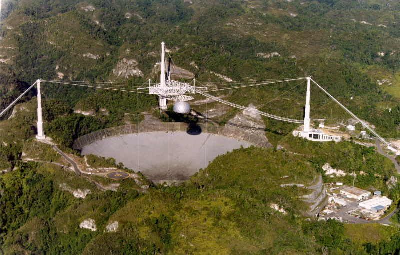 Aerial view of the Arecibo Observatory (courtesy of the NAIC - Arecibo Observatory, a facility of the NSF)