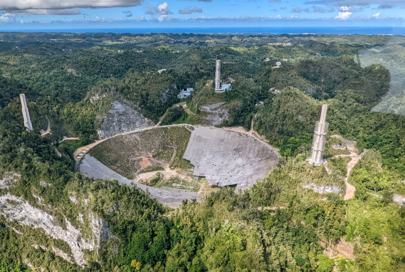 The Arecibo Telescope during demolition, 2021