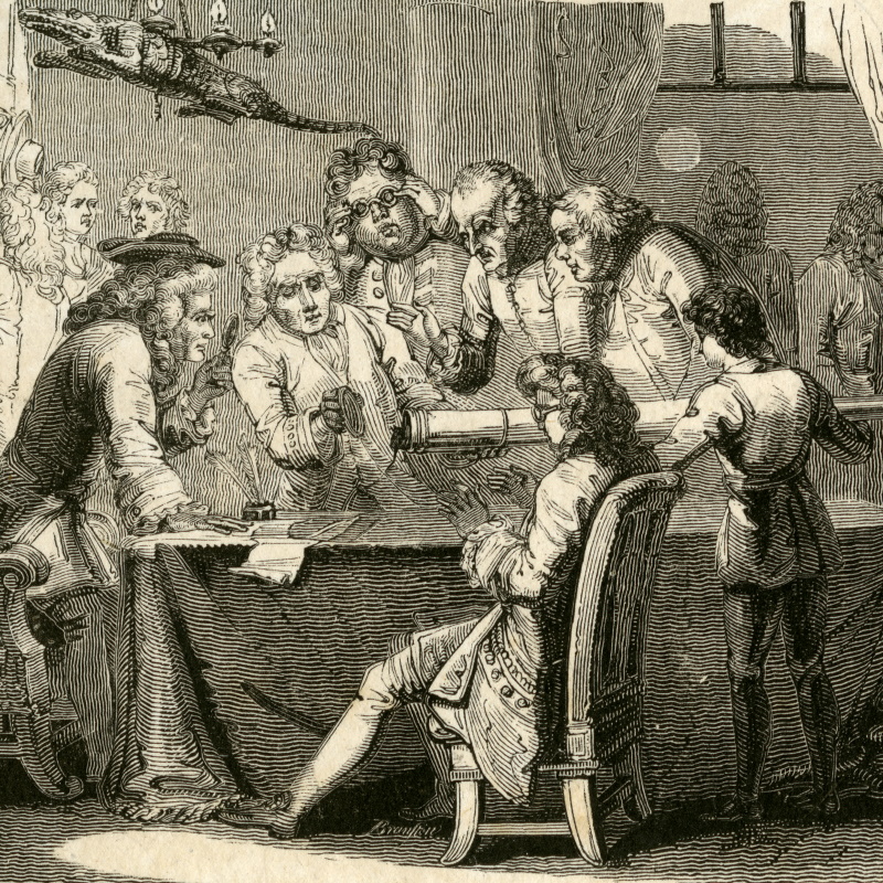 ‘A meeting of virtuosi’ by Allen Robert Branston, 1827 (detail)