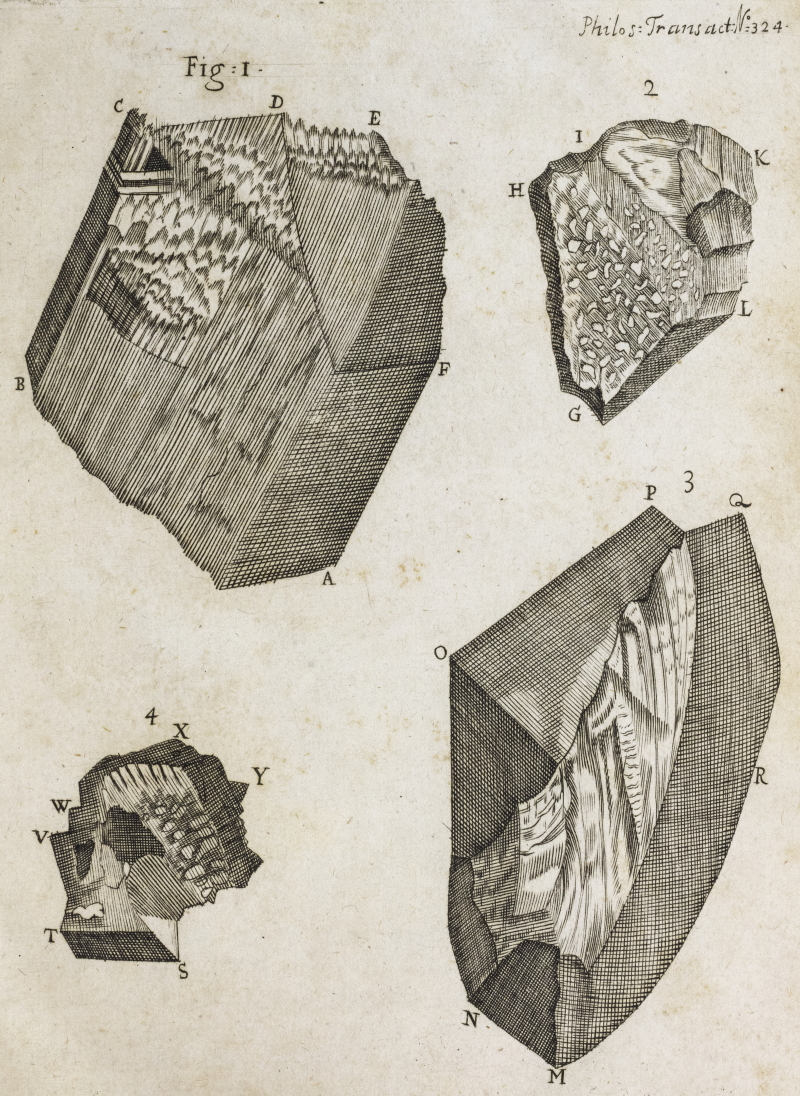Diamond particles by Antoni van Leeuwenhoek, 1709