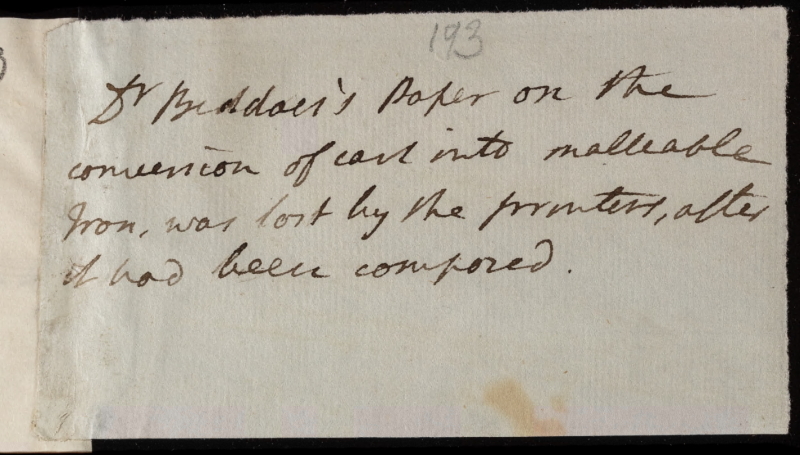 Note on a paper lost by printer John Nichols