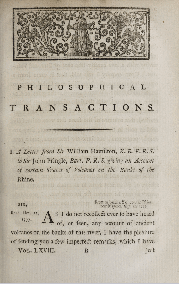 Various ornamental designs in the Philosophical Transactions