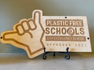 Plastic free schools award wooden plaque